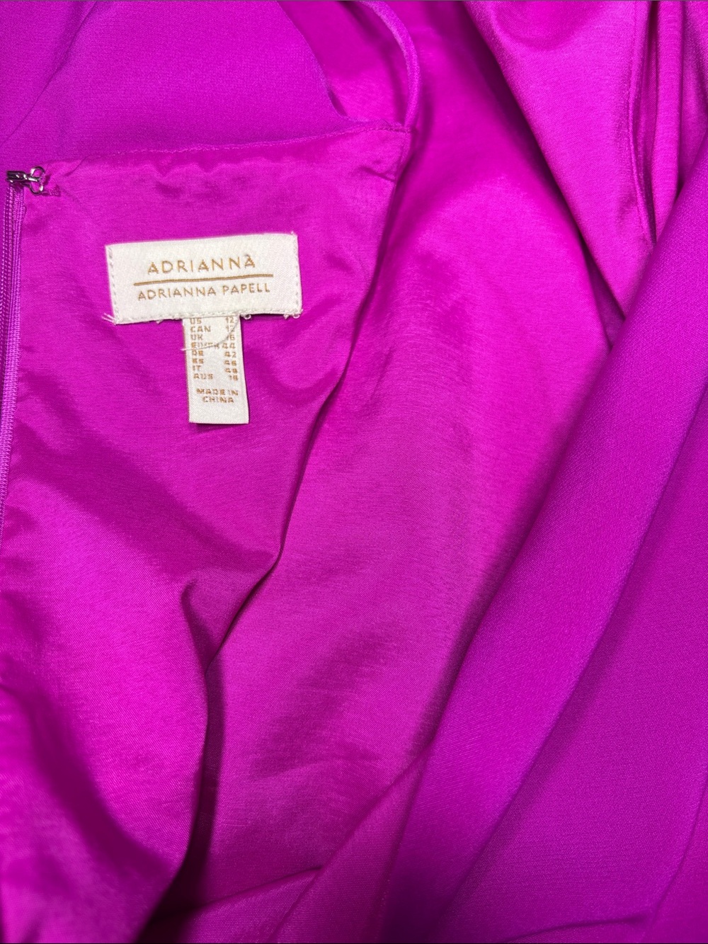 Adrianna Papell Magenta Bow One-Shoulder Crepe Sheath Dress Size 12 - Picture 8 of 9